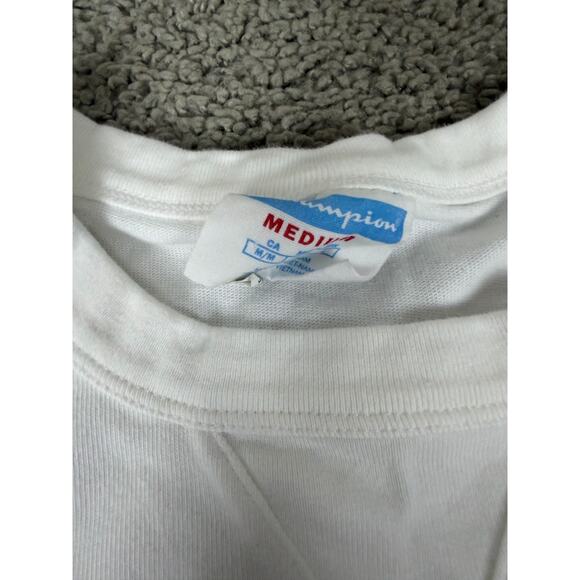 Champion Shirt Mens Medium White Signature Logo Tall Tee Short Sleeve Casual - Picture 5 of 12